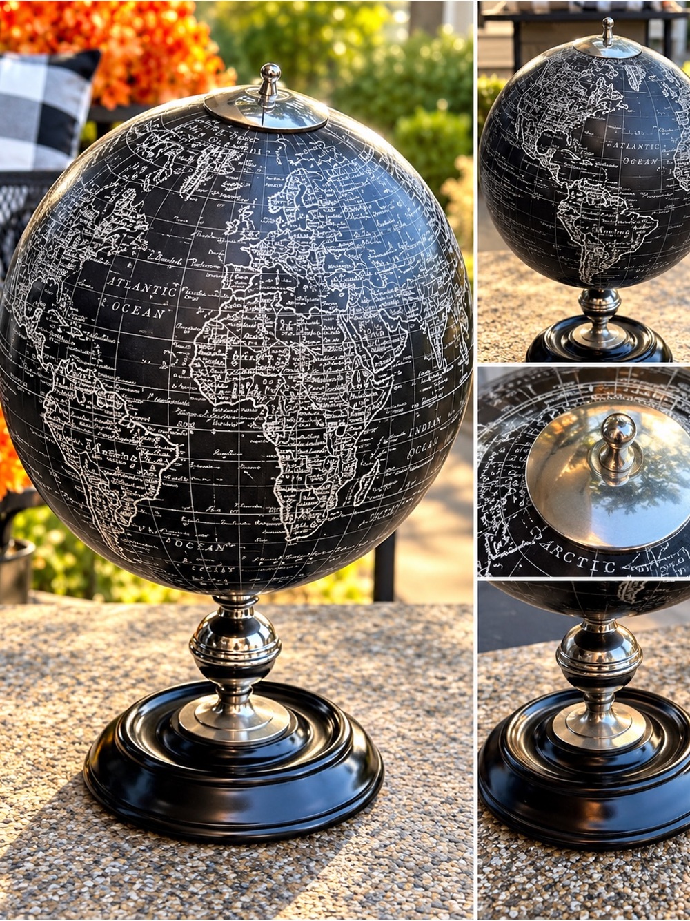 Vintage-Style Black Decorative Globe